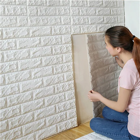 self adhesive wallpaper 3d foam sponge wall paper sticker
