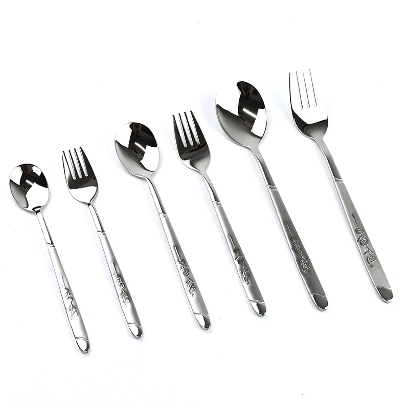 Korea Style polishing restaurant & home Stainless Steel flatware spoon and fork cutlery sets tableware