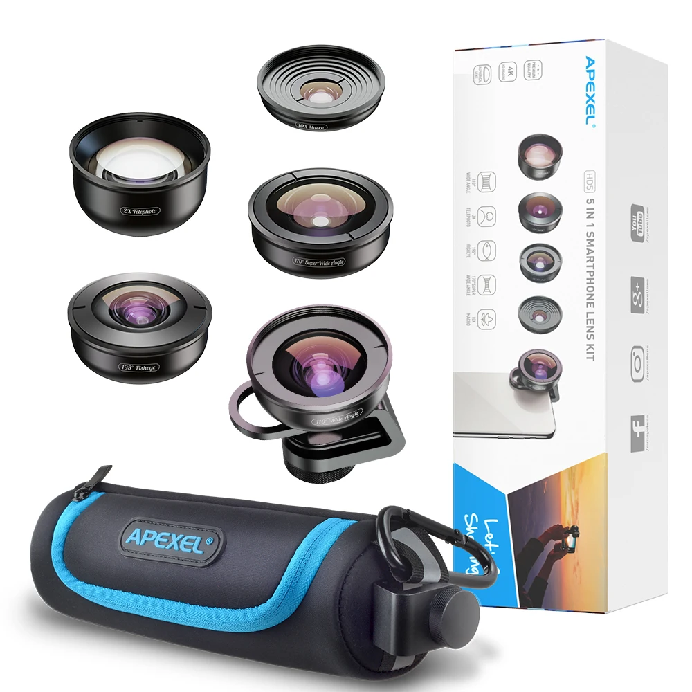 apexel 5 in 1 lens kit