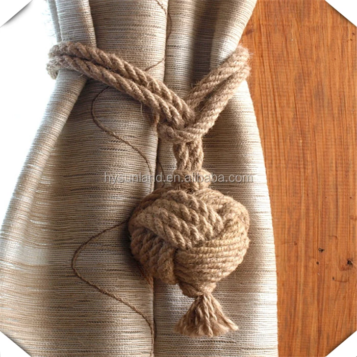 - nautical monkey fist knot tie backs Nautical rope curtain tie backs 2 pairs nautical nursery window treatments Active Photos