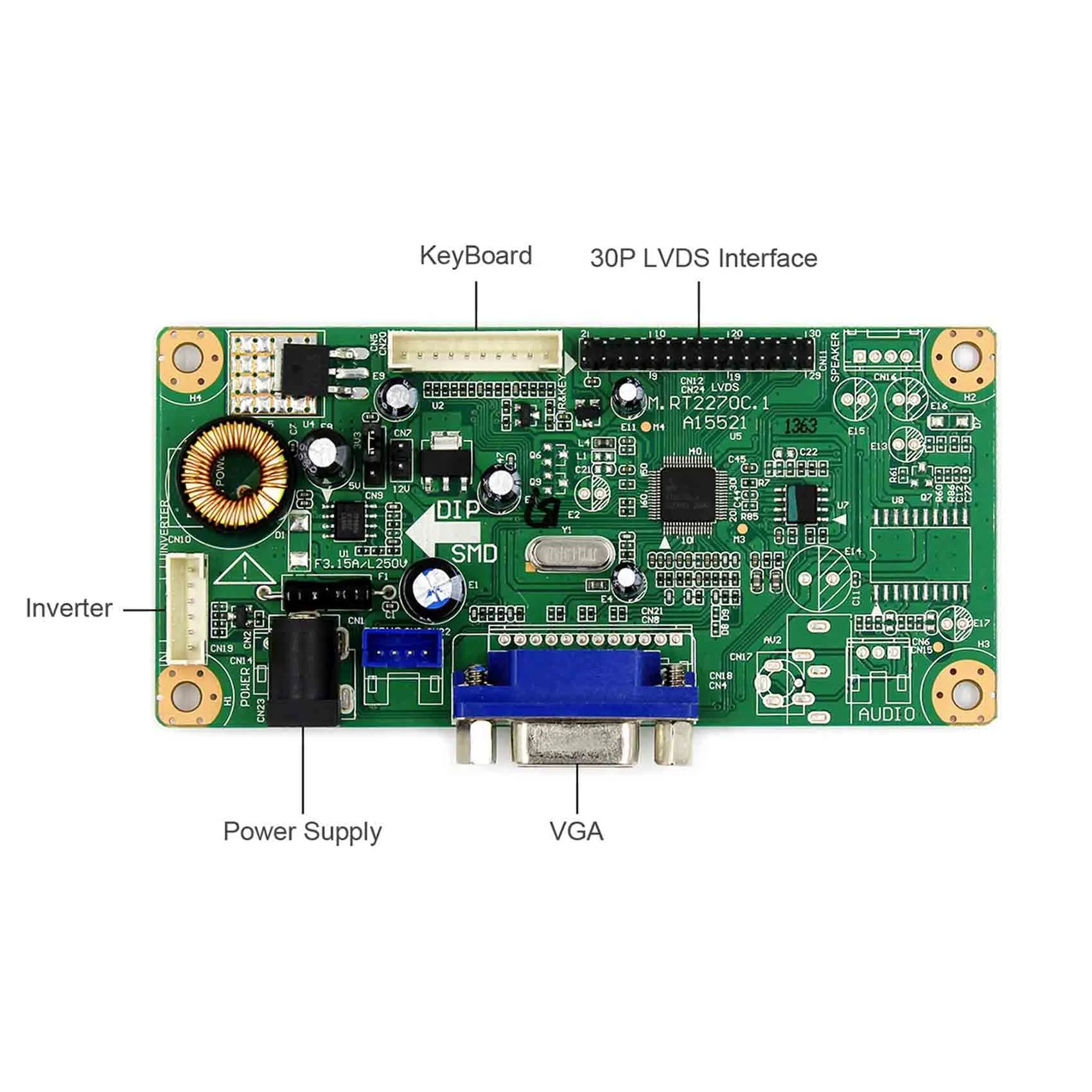 Scheda Controller VGA LCD 30 Pin LVDS con Retroilluminazione CCFL per Pannello LCD da 17 Pollici 1920x1200 con Scheda VGA