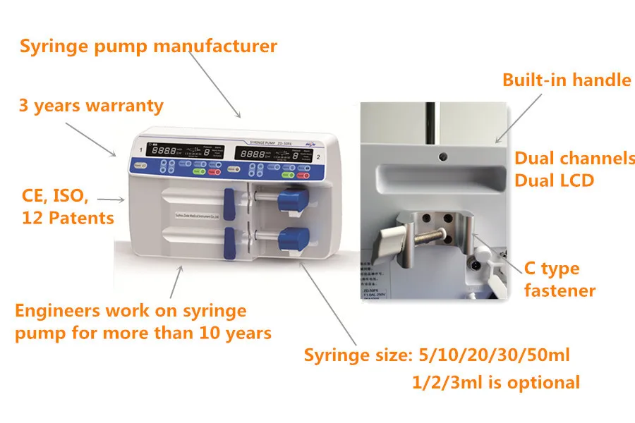 Hospital Equipment -- Dual Channel Medical Electric Injection Syringe Pump
