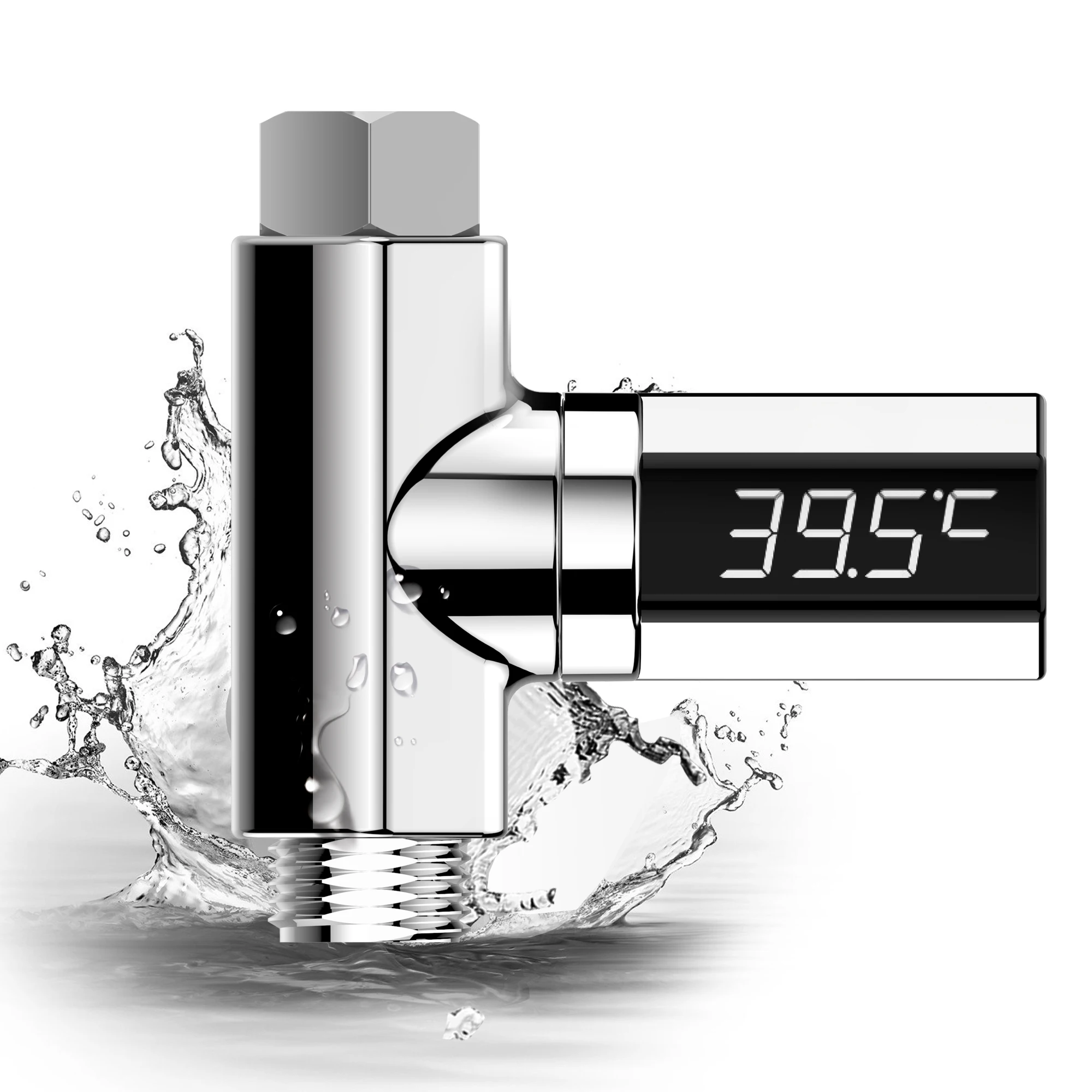 360 Rotating Shower Thermometer Led Digital Display Baby Bath Water  Fahrenheit Celsius Thermometer For Home Bathroom Kitchen Silver