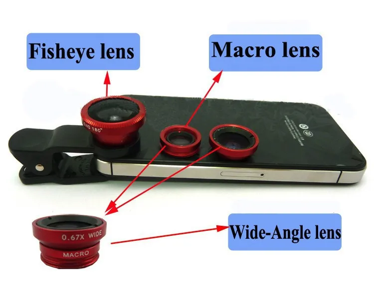 
 Полный набор для сотового телефона 3-в-1 Широкоугольный макро объектив рыбий глаз набор фильтров для объектива камеры наборы мобильного телефона рыбий глаз Объективы  