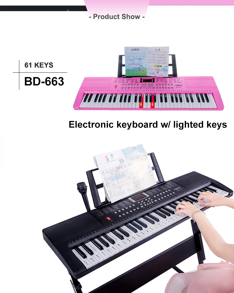 BD Music 61 Keys Keyboard Musical Keyboard Electronic Organ Toy Musical Instrument With Microphone For Sale factory