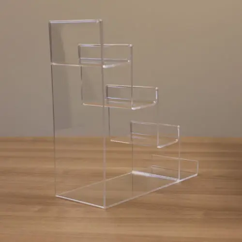 Acrylic Display Riser 4 Tiers Plastic Mobile Phone Stand Acrylic Clutch Bag Wallets Purse Display Stand