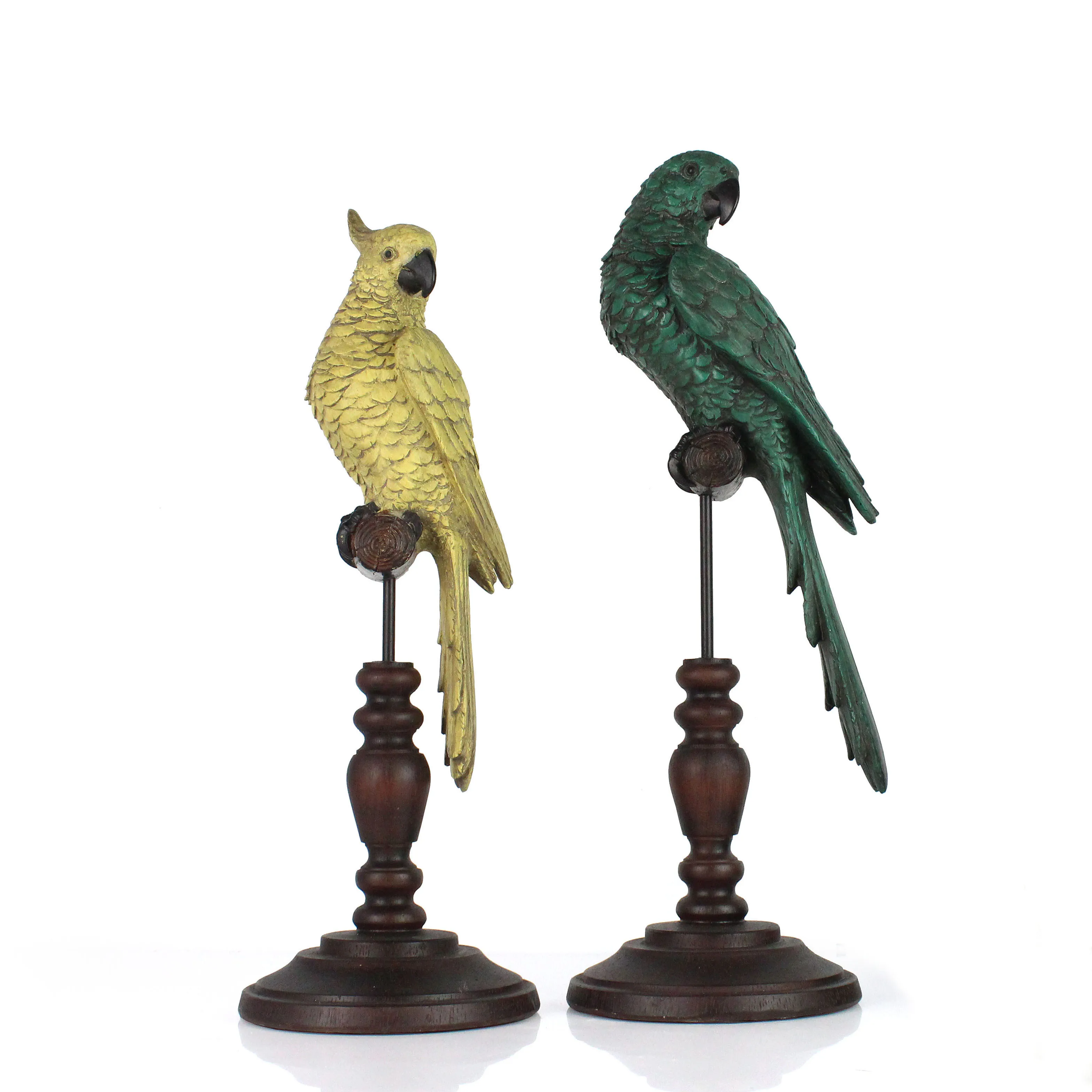 Artificial Resin Parrot Birds Sculpture with Resin Stand Home Decor