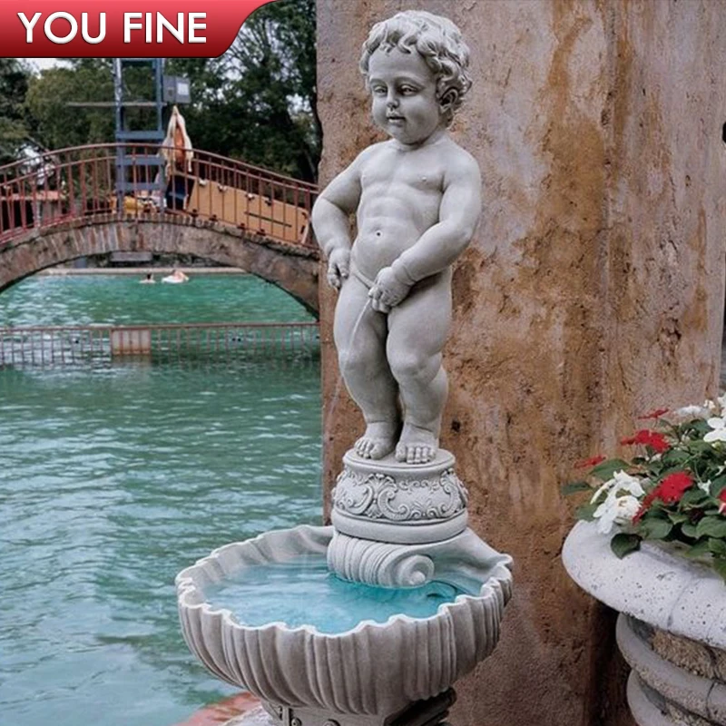 Hand Carved Stone Boy Statue Peeing Boy Water Fountain