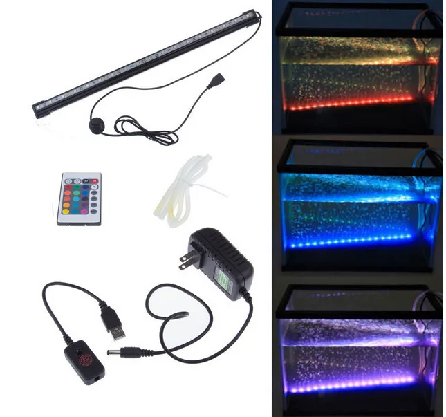 Remote RGB Colorful Air Bubble LED Aquarium Light Fish Tank Coral Lamp