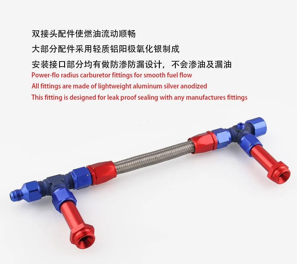 Modified Fittings Double Inlet Line Fuel Line Tee Carburetor Double