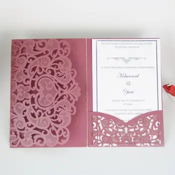 NEW Design Red Laser Cut Wedding Card Invitations Good Quality Wedding Cards for Wedding Guests