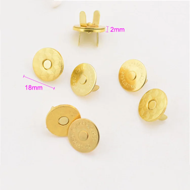 Handbag Slim Magnetic Snaps Buttons 18 mm Gold Colour AM5