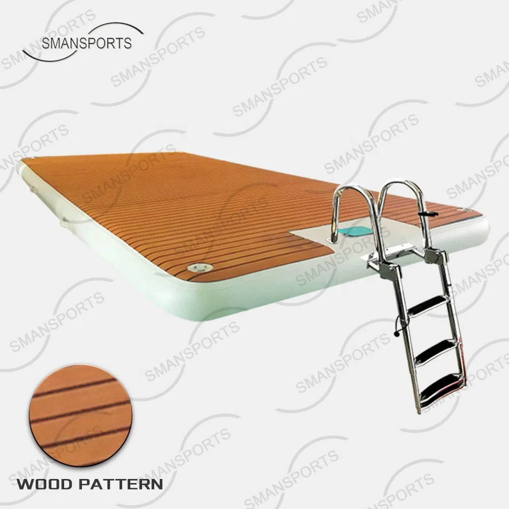 Leisure Land 422 Ponton Floating Dock 4m Inflatable Water Mat With Stainless Ladder