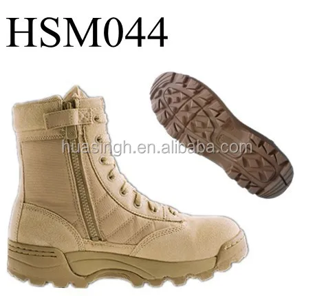 Bota de piel de estilo militar Nens modelo 4754-L color beige o negro.