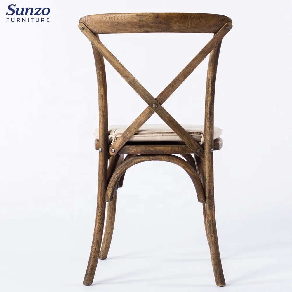 Antique X Cross Back Chairs Stackable Wooden Rustic Dining Chairs