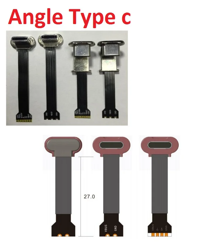 FPC usb кабель Угловой micro data кабель Ультратонкий плоский usb TYPE C