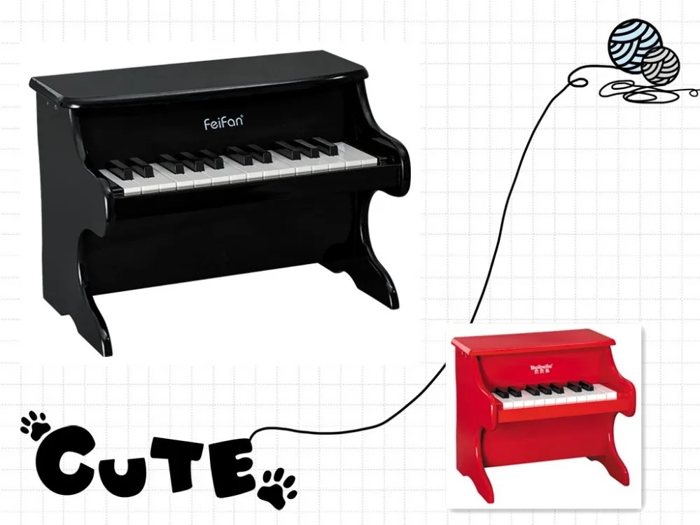 JALOKEE Clavier de Piano pour Enfants, 25 Touches, Piano à Queue Miniature, Instrument éducatif en Bois, Volume réglable, adapté aux Filles et garçons en Bas âge (Chêne