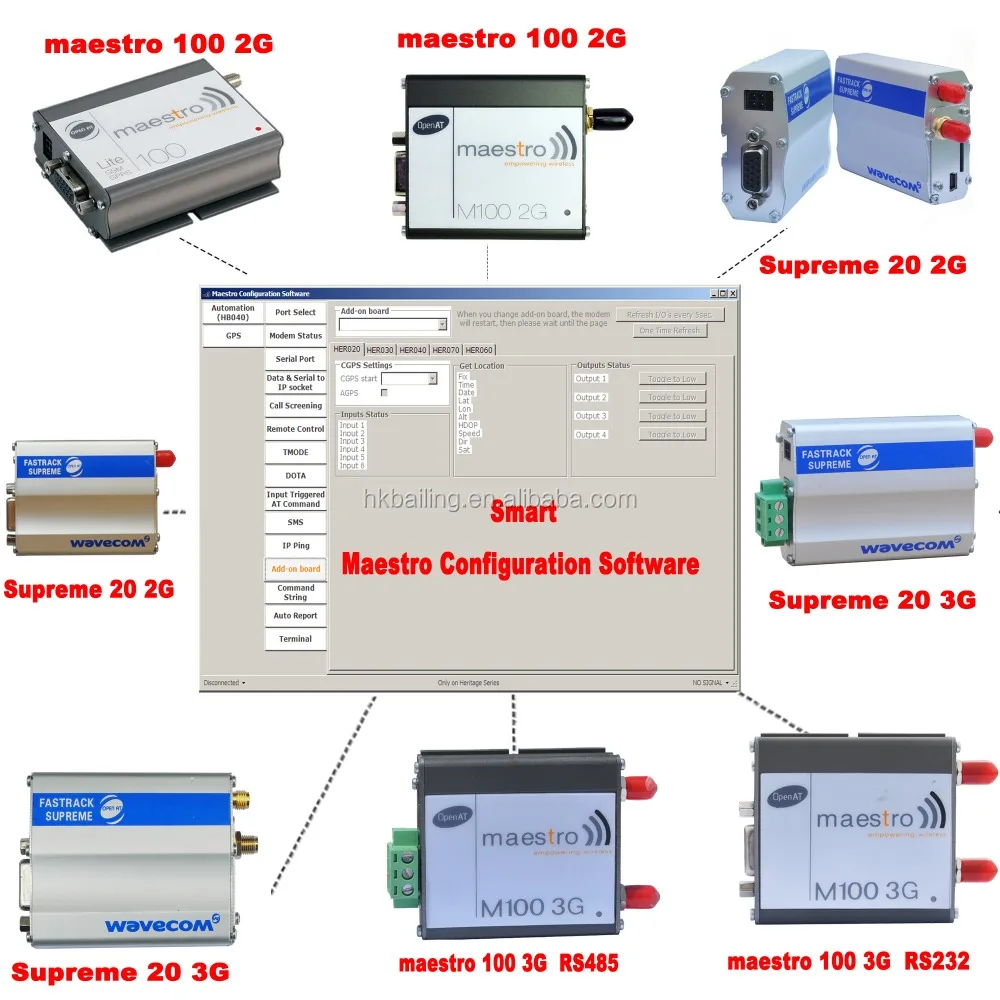 Wholesale RS485 3G M2m Modem Maestro 100 Industrial Smartpack Software Mini Usb 3g Sms Gsm Modem with Open AT,GPS