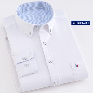 New Style  High Quality 100% Cotton White Plain Solid Long Sleeve Man Men Shirt
