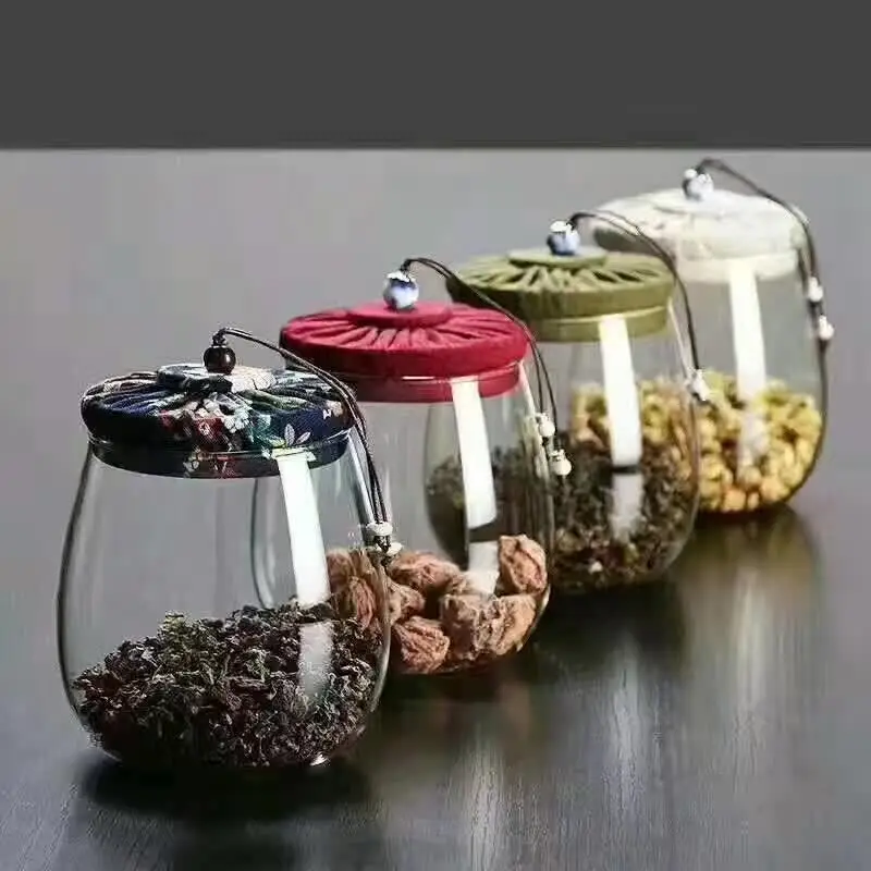 100ml 350ML 600ML 800ML 1000ML Glass Tea Caddy Frascos De Vidrio With Bamboo Lid