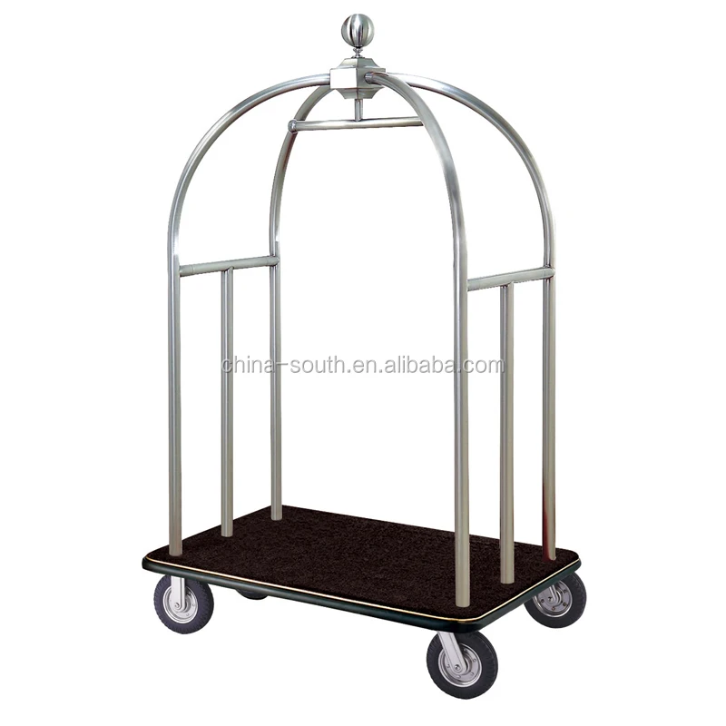 hotel lobby Stainless steel concierge birdcage trolley luggage cart