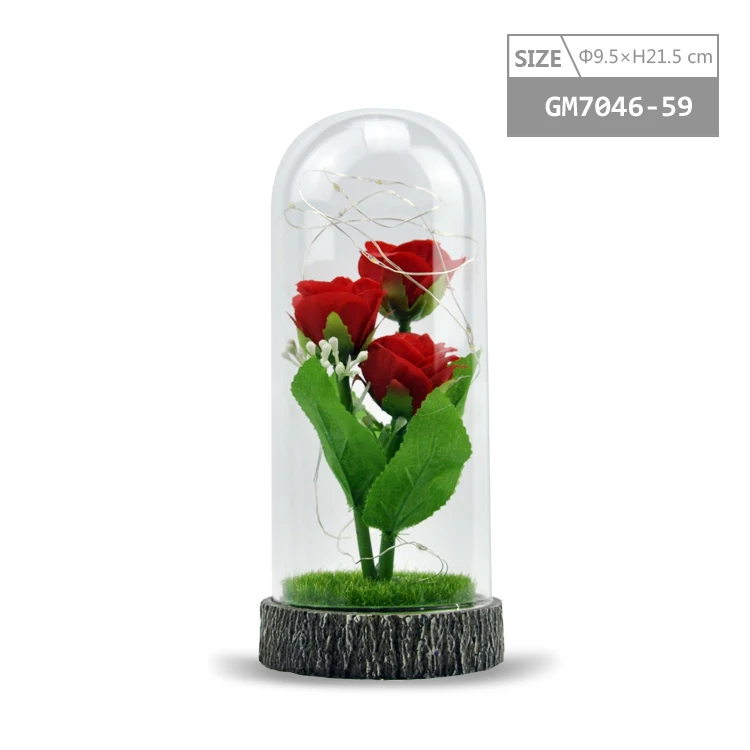 Wholesale artificial glass rose dome for flowers details