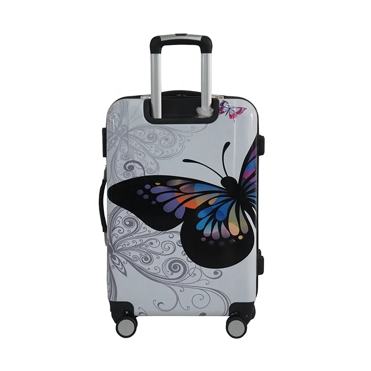 Made in China Factory 4 Pieces 20 24 28 Inch butterfly Abs Suitcase With 12 Makeup case