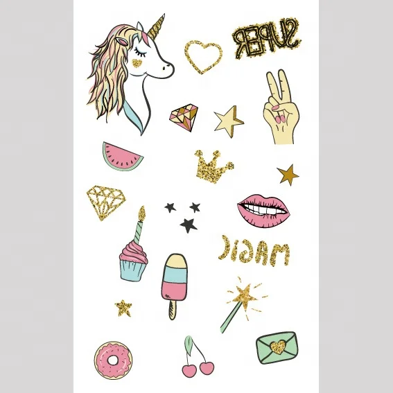 MAYCREATE® 4 Sheets Colorful Unicorn Temporary Tattoos For Kids Girls Necks  Fake Face Tattoo Stickers For Children Unicorn Tatoo Cartoon Boys Pink :  Amazon.in: Beauty