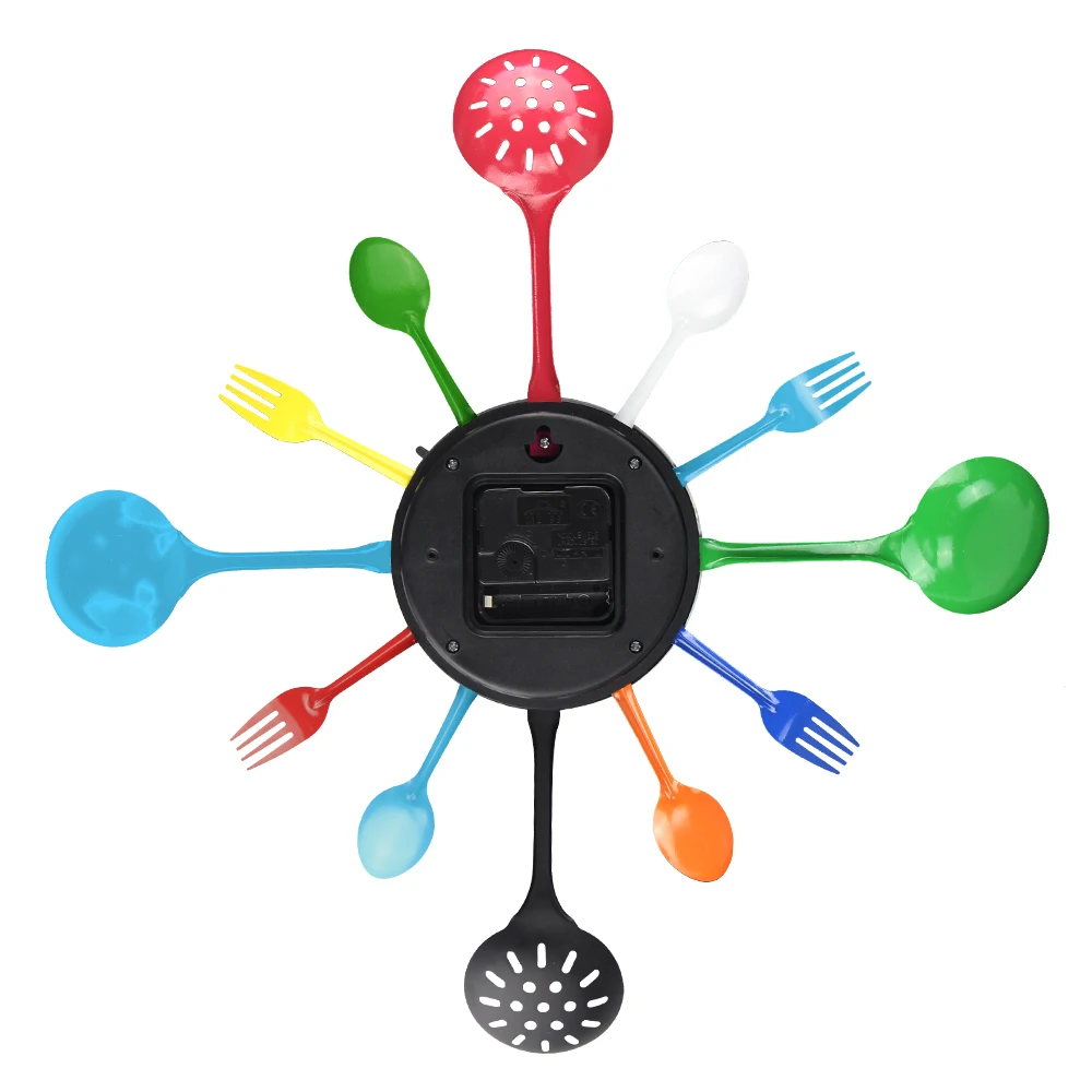 16 Inch Kitchen Wall Clock Metal Fork and Spoon Wall Clocks Art Watch for  Home Decoration Quartz Analog Living Room Single Face, image size:1000x1000