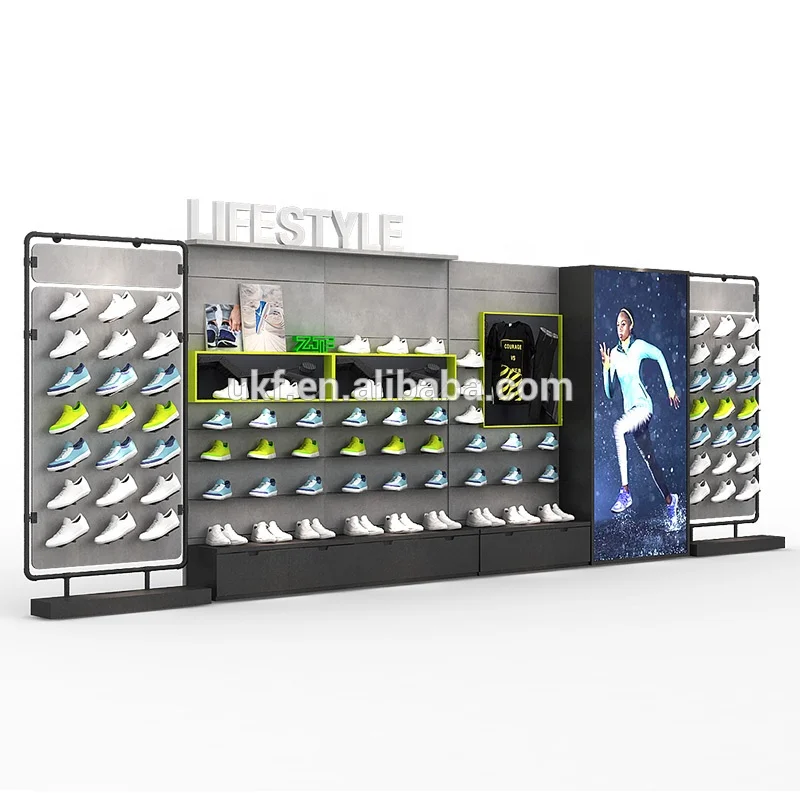 Wall shelving for sports shops