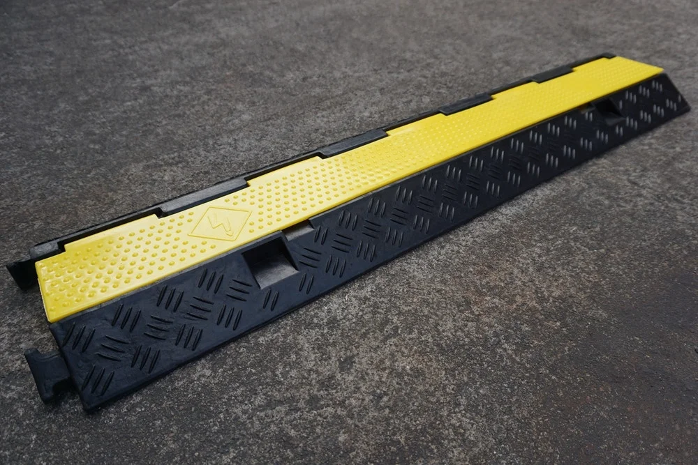 LUBA 2 Channel Rubber Floor Cable Protector Car Ramps for Traffic Rubber Cable Ramp