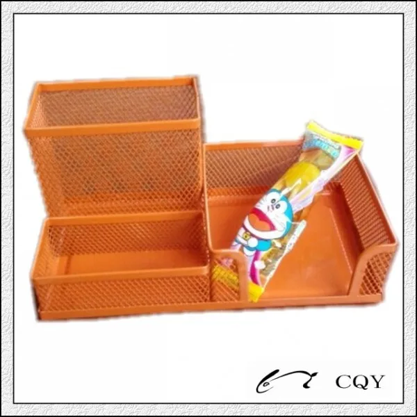 Металлическая сетка офисный стол для хранения с контейнером для карандашей