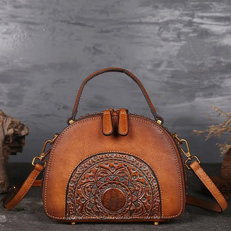 Yingchuan hand-made] vintage handmade original leather retro vegetable  tanned leather Birkin bag - Shop harrylai Handbags & Totes - Pinkoi