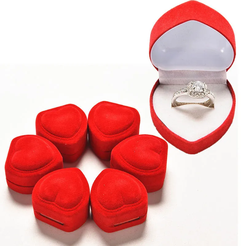 Red Heart Shaped Romantic Velvet Birthday Engagement Ring Box Valentine's  Day Ring Gift Box Velvet Ring Box