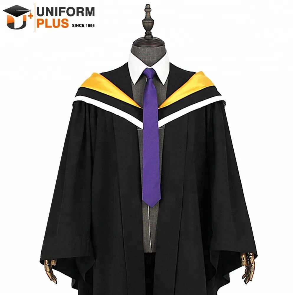 Wholesale High Quality Cambridge Oxford UK Black Bachelor Graduation Gowns and Caps With Hoods