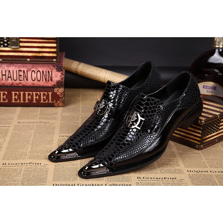 Details about   Nightclub Mens Casual Dress Leather Slip On Metal Pointy Toe Wedding Party Shoes 