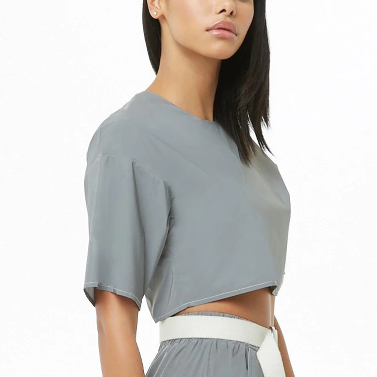 Pakaian Butik Perempuan Atasan Crop Penutup Loop Kancing Belakang Bahu Jatuh Leher Bulat Wanita Atasan Kain Tenun Buy Top Crop Top Butik Pakaian Product On Alibaba Com