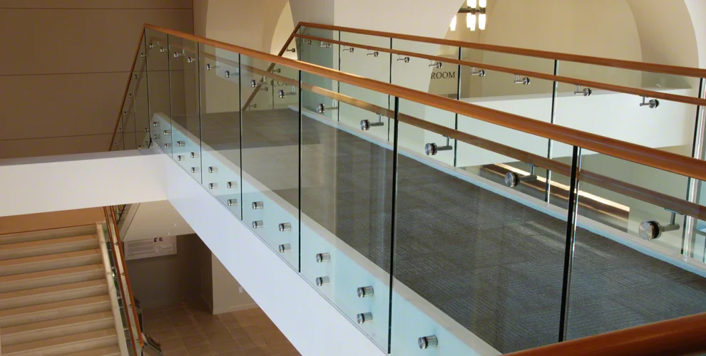 Factory Price Balcony Glass Railings Satin Polish 38mm Diamters SUS Standoff 13mm Thickness Clear Tempered Glass Railing supplier