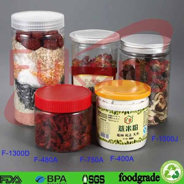 500ml Cylinder clear Plastic Food Bottle with Lid