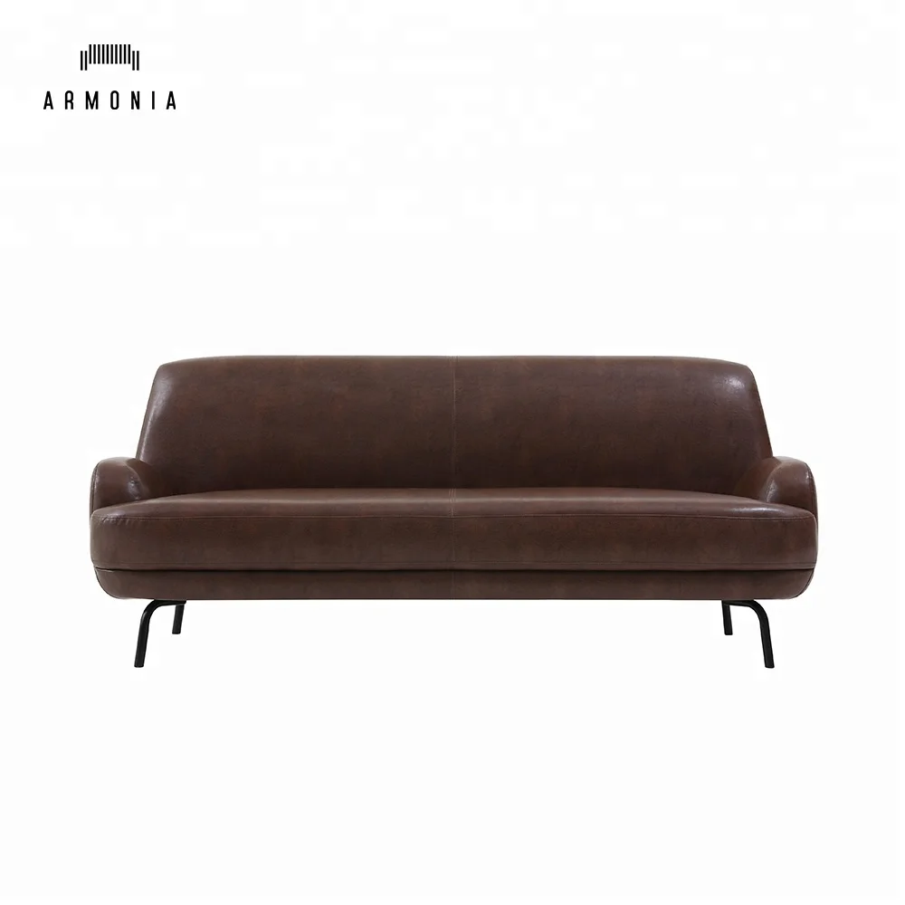 Sofa Couch Settee Bench With Metal Leg 2 Seat Modern Pu Leather Nordic Brown Living Room Furniture Factory Direct Buy Leather Settee Bench