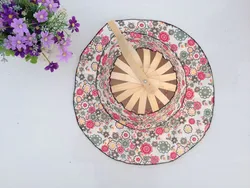 Chapeau-éventail Pliable En Bambou Avec Motif Floral - Accessoire De Soleil Léger Et Ventilant Pour Voyage Et été