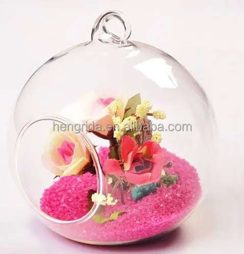 
 Подвесная стеклянная ваза для растений, Террариум с черной или белой металлической подставкой для украшения дома  