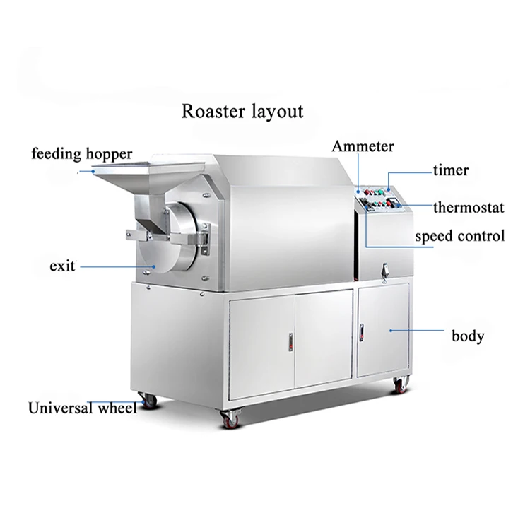 full stainless steel peanut roaster machine/automatic macadamia nut roasting machine price