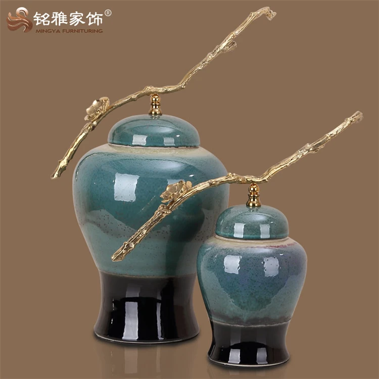 Китайский античный домашний декор, фарфоровая глазурованная ваза с крышкой