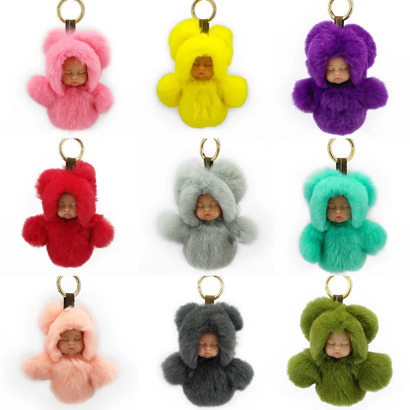 Модный брелок для ключей Yongze из 100% натурального кроличьего меха, детский сувенир из меха сна, изготовленный на заказ брелок, производители в Китае