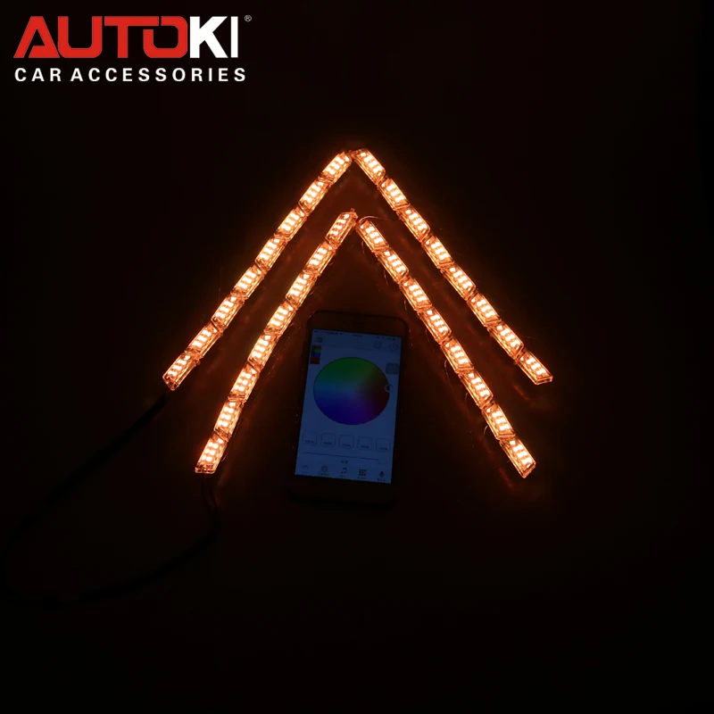 Autoki New RGB Day Time Running Light DRL LED Flexible with Phone Application