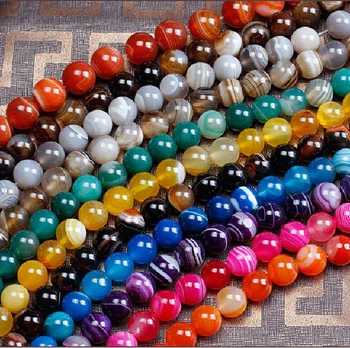 20Years Factory Hot Sale 8mm Natural Precious Stone Beads Popular Banded Faceted Colorful Agate Loose Beads for Jewelry Making