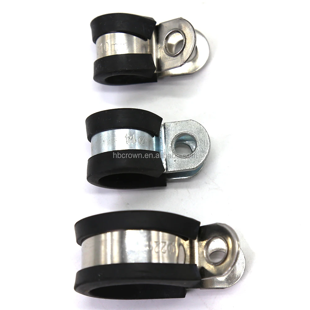 Aexit 30mm Dia Clamps EPDM Rubber Lined P Clips Water Pipe Tube Clamps Strap Clamps Holder 5pcs
