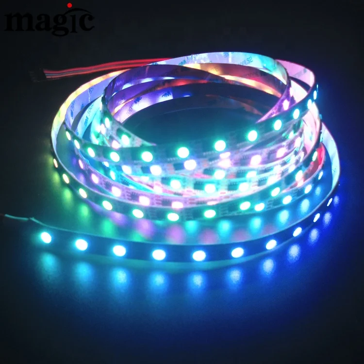 Individual Dual Data Line GS8208 SPI 12 Volt 60 Pixel RGB Addressable Smart Voice Control USB Copper Landscape LED Strip