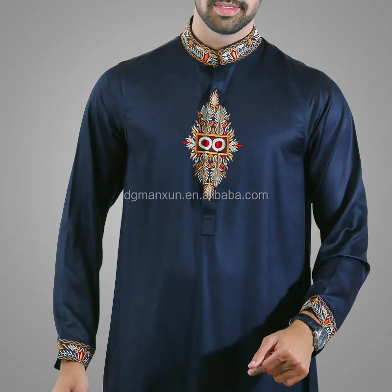 2019 new style islamic men's thobe design dubai muslim men thobe